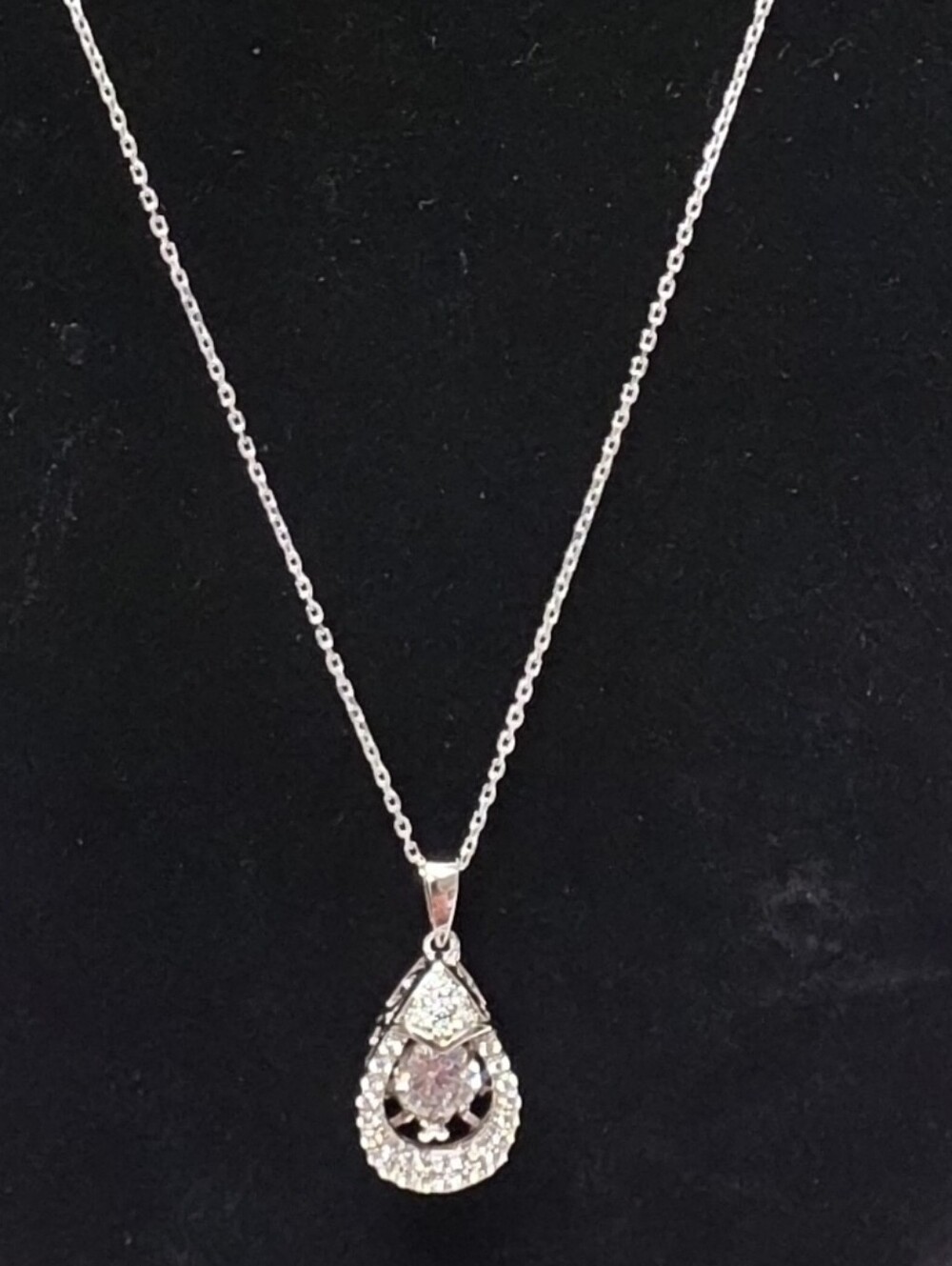 Silver Bella Luce Teardrop Necklace with Dancing Center Stone
